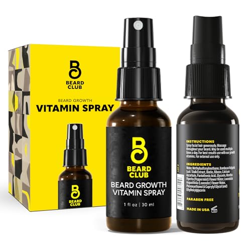The Beard Club Biotin Vitamin Spray for Facial Hair Growth - Natural Formula for Fuller, Thicker Beard, Easy-to-Use, Nourishing & Soothing for All Beard Types & Skin