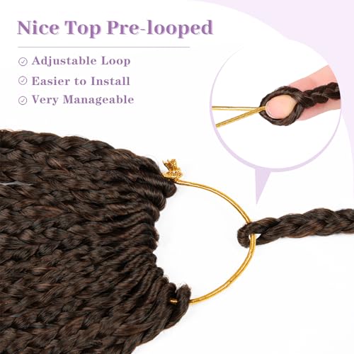 Boho Box Braids Crochet Hair 24 Inch with Curly Ends - Pre Looped Synthetic Hair - 1B/30 - Pack of 8