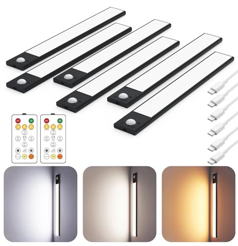 Wireless Under Cabinet Lighting 12 Inch Black 6 Pack with Remote & Motion Sensor Variation of Black 12inch / 6pack