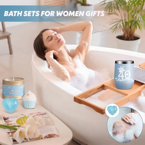 40th Birthday Gifts for Women, Ideas Baskets, 9 Pieces Unique 40th Spa Gifts for Her Wife, Girlfriend, Sister, Friends