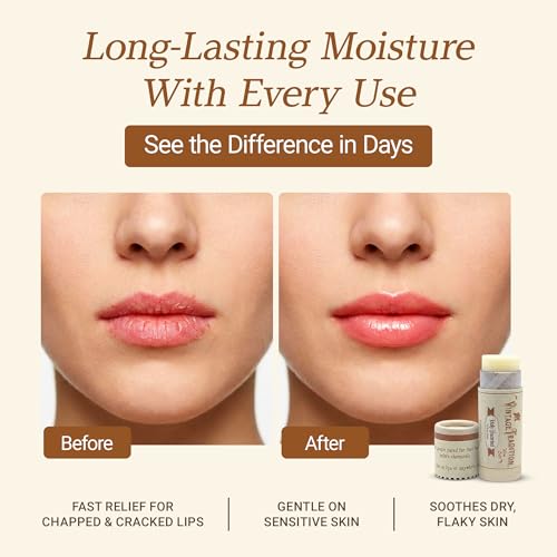 Unscented Grass-Fed Tallow Lip Balm for Dry Lips - Totally Unscented, 0.5 oz
