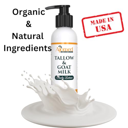 Handmade Organic Oatmeal & Honey Tallow & Goat Milk Body Lotion - Sensitive Skin, 8 OZ