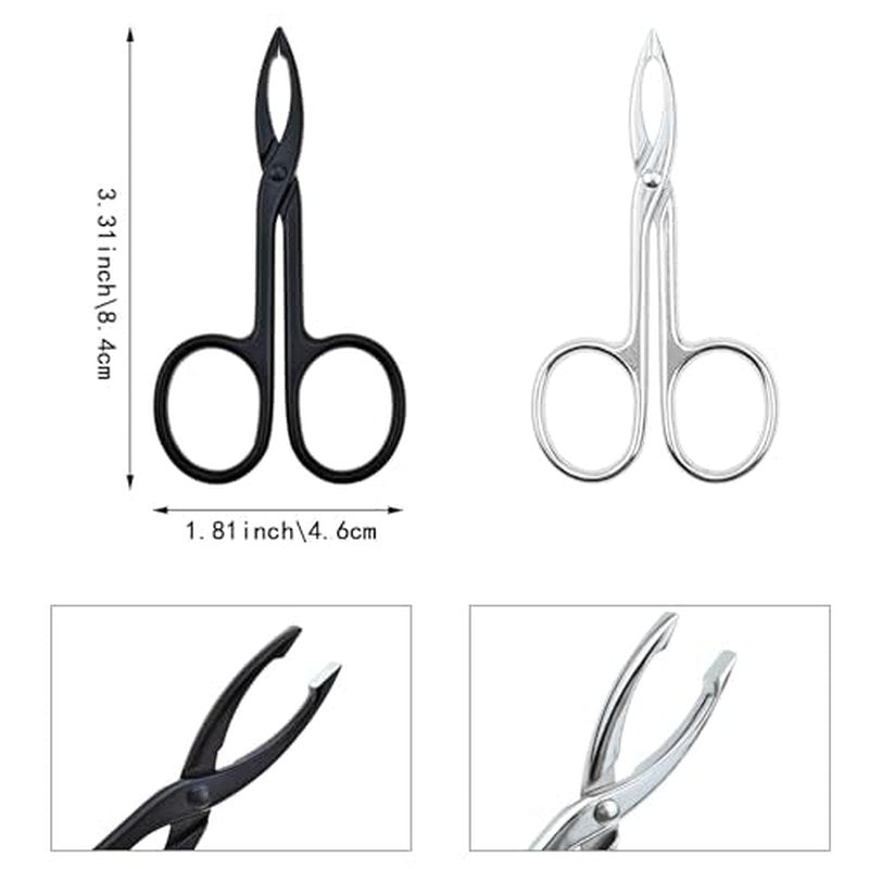 4 PACK Tweezers Scissor Straight Tip Brow Scissors for Hair Plucker Remover Facial Hair Eyebrows Care Plucker(Silver and Black)