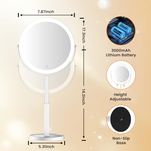 Lighted Makeup Mirror with 20X Magnification & Adjustable Brightness