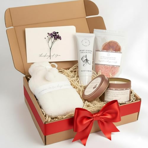 Sympathy Gift Baskets for Loss of Loved One ? Bereavement Gift Basket with Bath Salts, Hot Water Bottle, Hand Cream, Sage Candle & Greeting Card ? Sympathy Care Package, Condolences Gift for Women