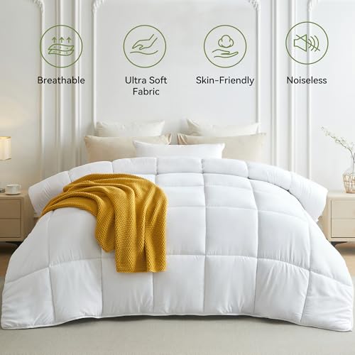 White Super King Comforter 120x120in Down Alternative Duvet Insert All Season Bedding