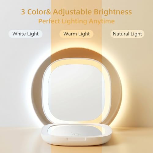 Rechargeable 4-Inch LED Travel Makeup Mirror with 10X Magnification and Dimmable Light