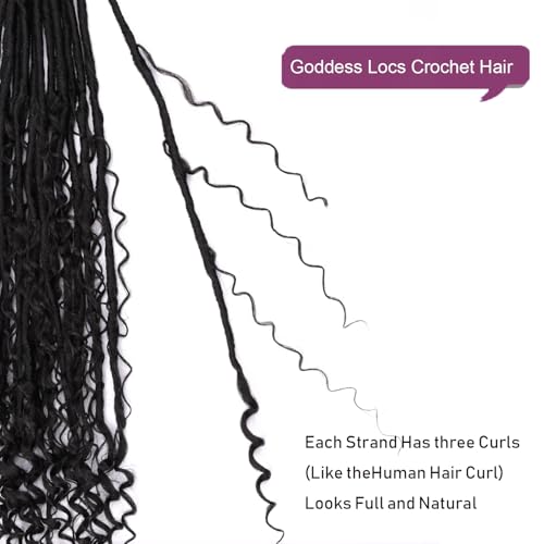 18-Inch Goddess Locs Crochet Hair Pack of 8 for Black Women - Boho Faux Locs