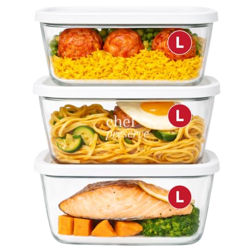 Large Set of Glass Vacuum Seal Food Storage Containers - 3 Pieces