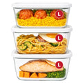 Large Set of Glass Vacuum Seal Food Storage Containers - 3 Pieces