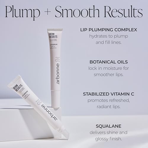 DermResults Solutions Lip Serum ? Hydrating Plumping Serum for Women with Moisture-Rich Glossy Finish, Stabilized Vitamin C, Botanical Oils & Lip-Plumping Complex, 0.42 oz, by Arbonne.