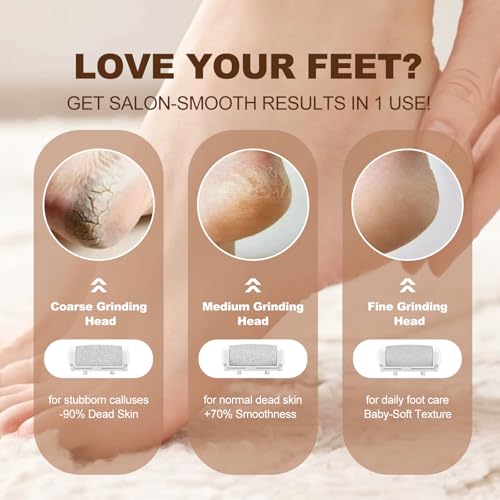 Electric Callus Remover for Feet, Rechargeable Waterproof Foot File Professional Foot Care Tools with 17-in-1 Pedicure Kit, Portable Callus Remover Kit to Remove Dead Skin Hard Skin Dry Cracks(White)