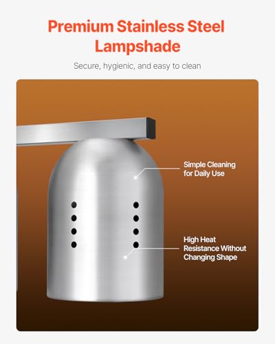 VEVOR Commercial Food Heat Lamp 500W Stainless Steel Warming Light for Restaurants