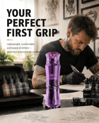 Wireless Tattoo Gun Kit with 2 Batteries - Purple for Beginners