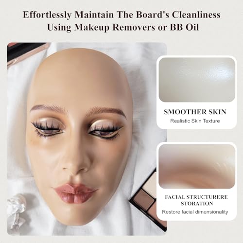 CHADWICK 5D makeup Practice Face Board, Silicone Makeup Mannequin Face, Reusable Beginner Practice Eye Makeup Face for Makeup Artist, Girl's Gift Or Professionals (Black)