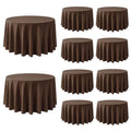 Brown 10 Pack 120-Inch Round Tablecloth for 48-96 Inch Tables - Durable Polyester