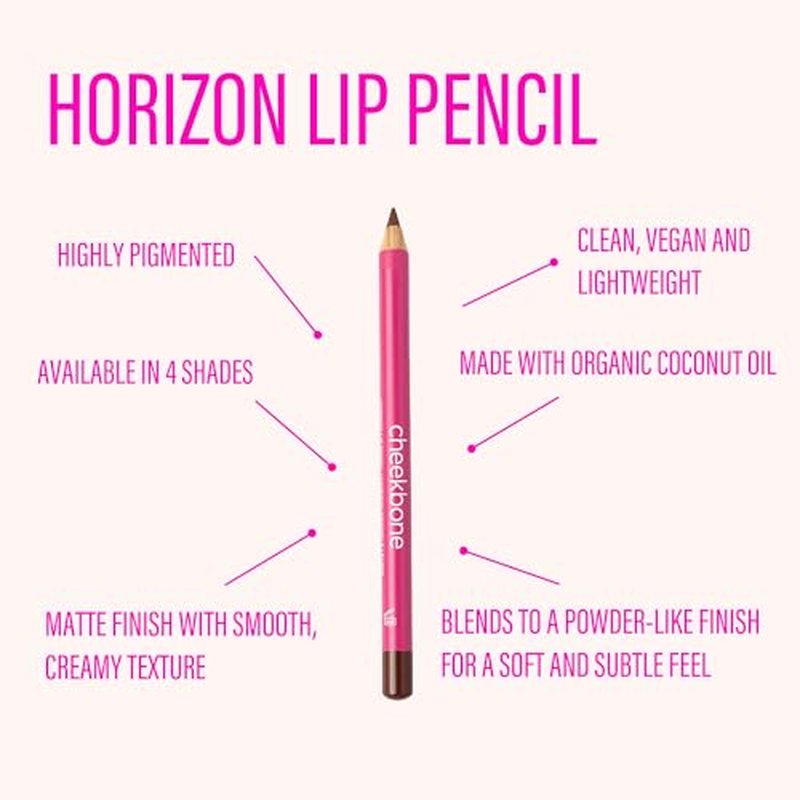 Cheekbone Horizon Lip Pencil, Vegan Matte Lip Liner, Highly Pigmented, Smooth & Creamy, Powder-Like Finish, With Organic Coconut Oil, Define & Shape, 0.038 oz (Earthy)
