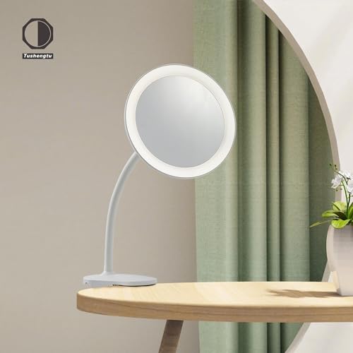 10X Magnifying Clip-On Makeup Mirror with Light - 6.5 Inch Travel Vanity with 360° Rotation