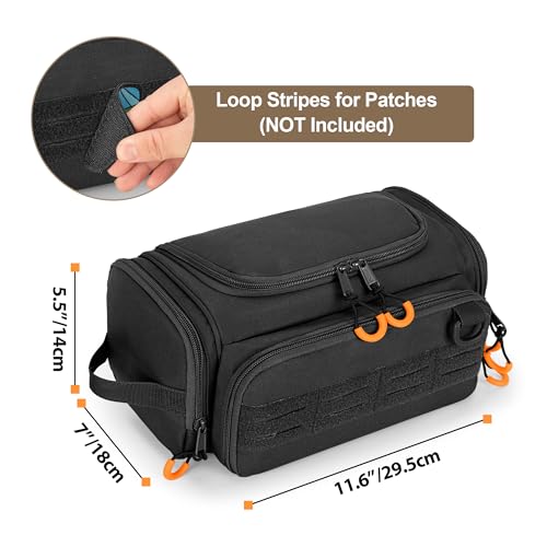 Prokva Black Tactical Toiletry Bag for Men, Hanging Travel Dopp Kit