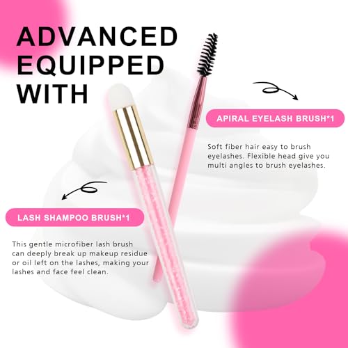 TDANCE Eyelash Extension Cleanser + Brush (60ml) / Shampoo / Wash for Extensions & Natural Lashes / Unscented, Oil, Paraben, Sulfate Free / For Professional & Home Use