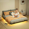 Floating Bed Frame King Size with Smart LED Lights & Charging Station - 14 Inch Modern Design (U.S. Standard)