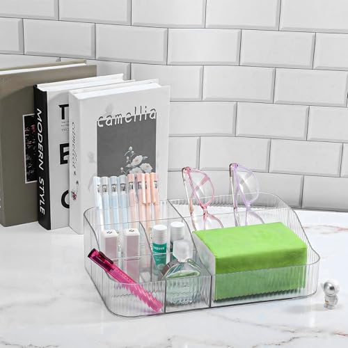 DASITON Clear Large Capacity Makeup Brush Holder with 7 Slots, Vanity Organizer