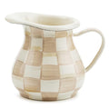 Enamel Creamer with Check Pattern - Brown and White Mocha Check - Kitchen Decor