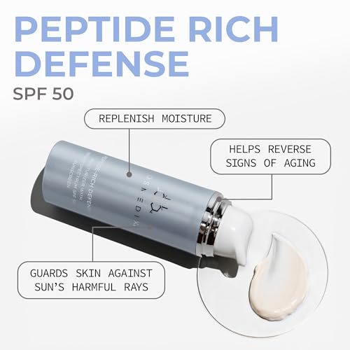 COSMEDIX Peptide-Rich Defense Face Moisturizer - Hydrating Face Lotion with Broad Spectrum SPF 50 Sunscreen for Dark Spots, Fine Lines & Wrinkles - Facial Skin Care for Softer & Smoother Skin