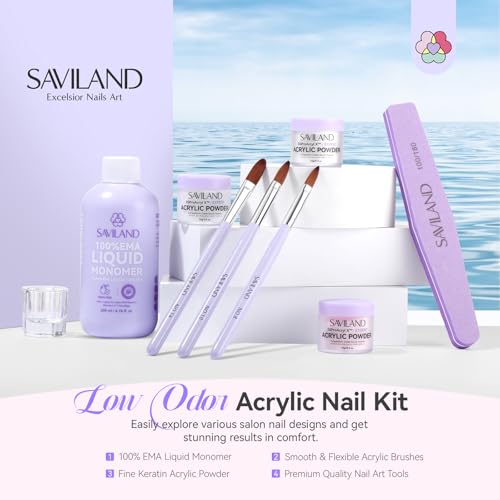 SAVILAND Acrylic Nail Kit for Beginners - 06-Acrylic Nail Set with Colors & Tools