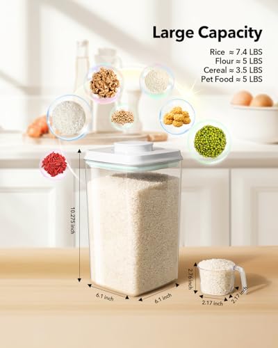 Ankou 4L Food Storage Containers with Pop Lid & Scoop Set - Stackable BPA-Free Pantry Organizer