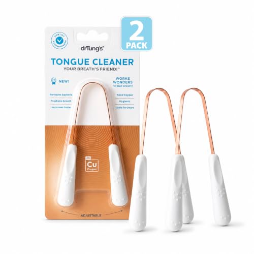 Copper Tongue Scraper 2 Pack - Adults & Kids Oral Hygiene Tool - Solid Copper - Variation of THIS listing 1 Count Pack of 2