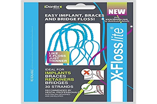 Dental Floss for Implants & Braces - Thinner, Soft, Elastic Floss Lite Blue