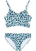Kanu Surf Girls' Coral Reef Beach Sport Wrap Bikini 2-Piece Swimsuit - Blue Leopard, Size 14