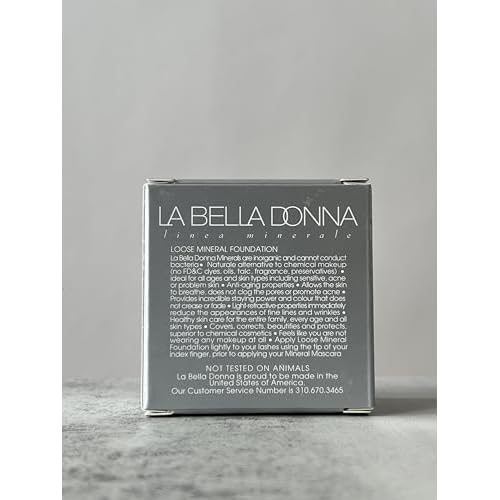 La Bella Donna Loose Mineral Foundation, Non-Chemical SPF50, Only 4 Ingredients, Reef-Safe, Non-Nano, Natural Mineral Makeup with Sun Protection | 10g | Crema