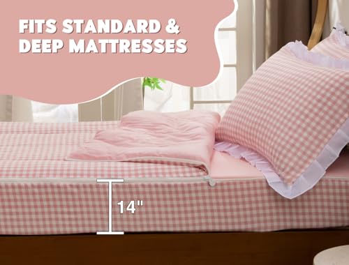 Pink Twin Zipper Bedding Set for Girls Kids - Meeting Story