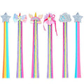 Little World Hair Clips for Girls, 6 Pcs Rainbow Hair Extensions, Unicorn Hair Clips for Girls Toddler Kids Ponytails, Hand-made Cute Glitter Hair Accessories