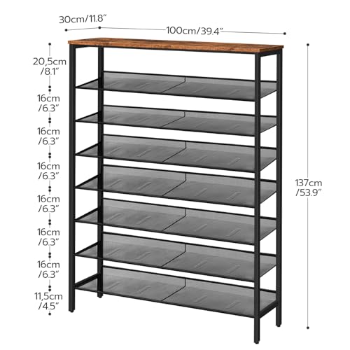 8-Tier Shoe Rack for Entryway - Large Capacity Shoe Organizer, Rustic Brown & Black, 39.4W Variation of THIS listing