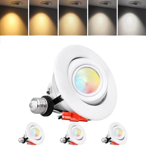 4-Pack LED Recessed Eyeball Lights 5CCT Dimmable 4 Inch Adjustable Ceiling Spotlights