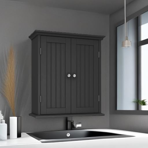 ChooChoo Black Over The Toilet Wall Cabinet 8.8''D x 21.1''W x 24''H Bathroom Storage