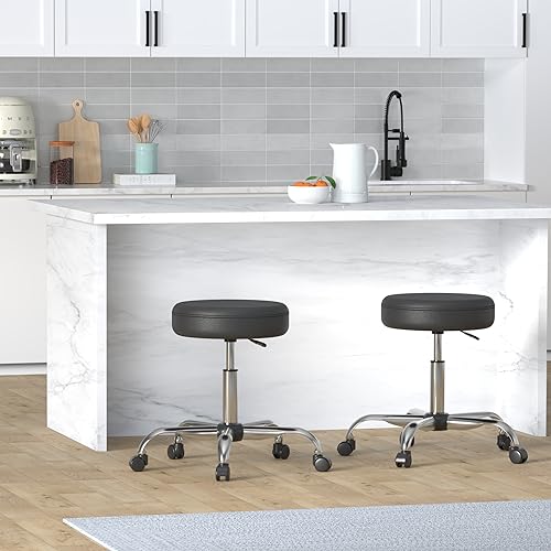 Adjustable Drafting Stool with Wheels - Black Swivel Bar Chair