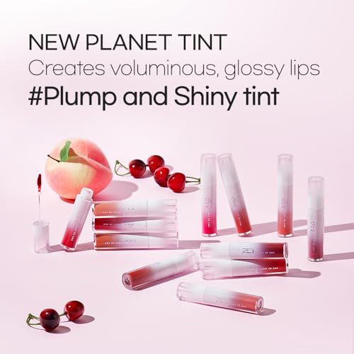 New Planet Tint | Clear Glow Tint Non-Sticky Lightweight Hydrating Long-Lasting Shine High Pigmented Volumizing Moisturizing Natural Lip Stain (#04 Lychee Planet, 4.1g)