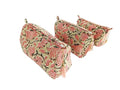 Beige 3-Piece Makeup Organizer Bag Set with Zipper Closure - Travel Cosmetic Bags