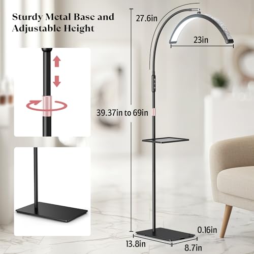 Mznoo Black Half Moon Lash Light with Diamond Design, Adjustable Brightness & Tool Tray