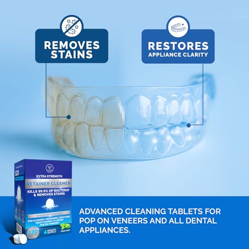 Retainer Cleaner Tablets for Invisalign - 4-Month Supply Pack of 3, Ultrasonic Safe Denture & Mouthguard Cleaning