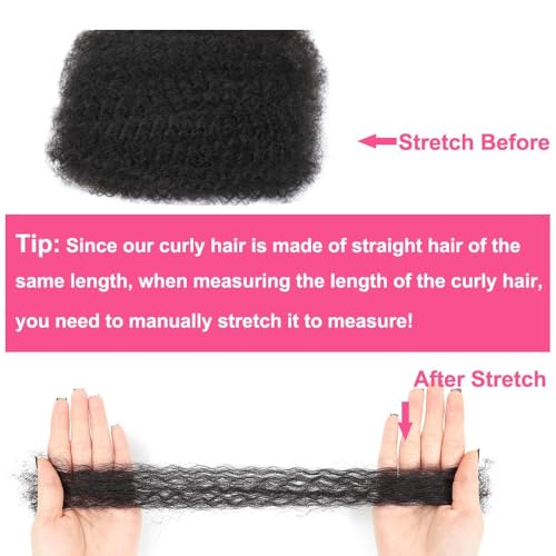 1B Afro Kinky Curly Human Hair Bundle - 16 Inch, Natural Black, 50g