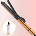 ELLA BELLA 1.25 Inch Ceramic Curling Iron & Heat Protecting Hair Oil