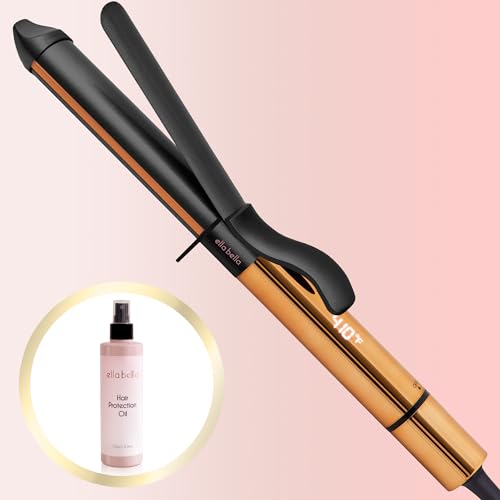 ELLA BELLA 1.25 Inch Ceramic Curling Iron & Heat Protecting Hair Oil