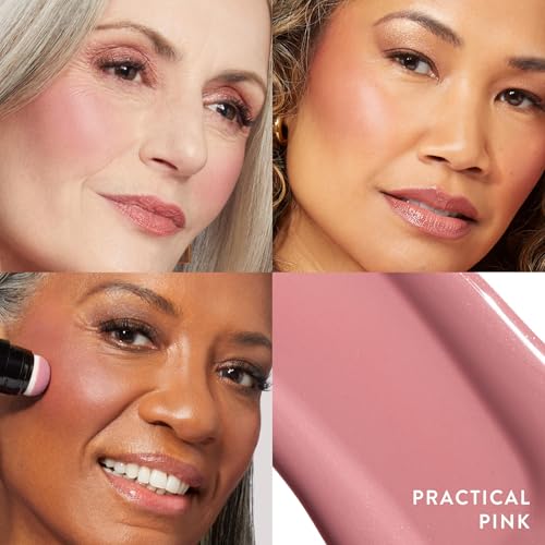 Serum Blush with Hyaluronic Acid - Natural Finish Pink + Angled Vegan Brush