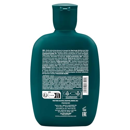 ALFAPARF MILANO Semi di Lino Reconstruction Reparative Sulfate Free Shampoo for Damaged Hair - Color Safe - Repairs, Restores Fiber & Elasticity - Paraben Free - Vegan (8.45 oz)