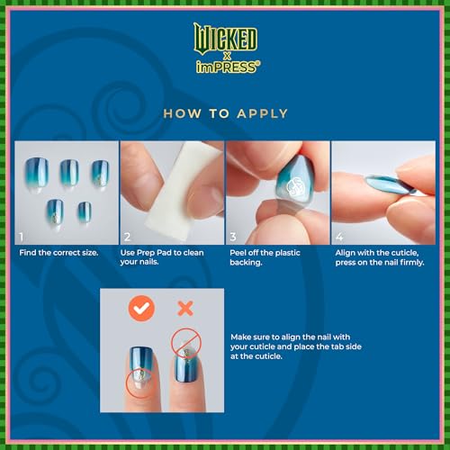 WICKED X imPRESS Press On Nails, ¡®Jolly Old Shiz¡¯, Multicolor, Medium Coffin, New Improved Adhesive, Up To 10 Day Hold, Includes 30 Fake Nails, 1 Prep Pad, 1 Manicure Stick, 1 Mini File